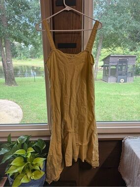 Homefrocks 100% linen mustard yellow dress size medium